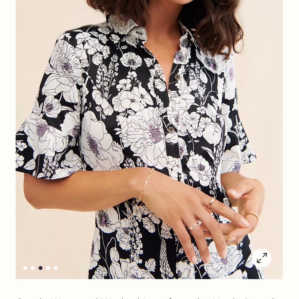 Anthropology Maeve Printed Short-Sleeve Floral Maxi Shirt Dress